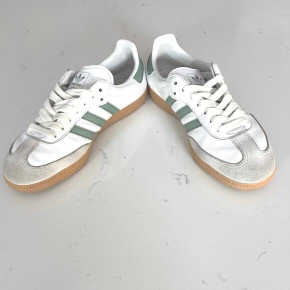 Adidas Samba OG shoes Cloud White Green silver sz 6 W Athletic preppy streetwear - Picture 5 of 7